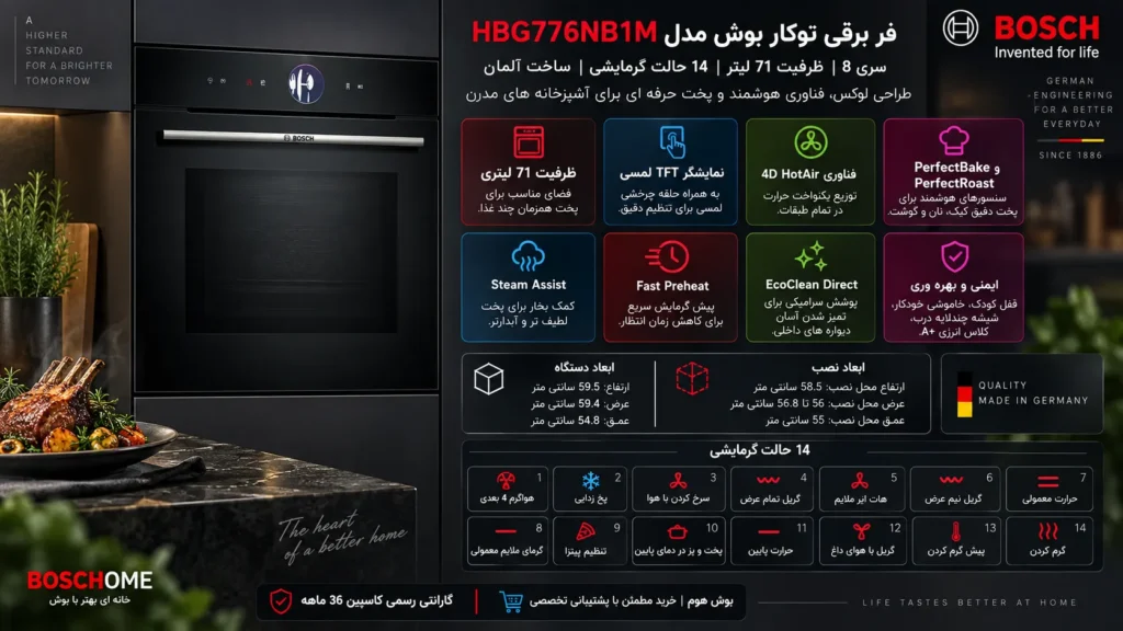 فر توکار بوش مدل BOSCH HBG776NB1M