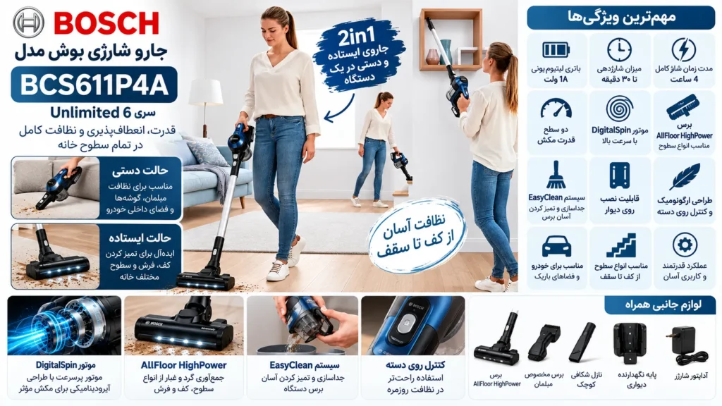 جاروشارژی بوش مدل BCS611P4A